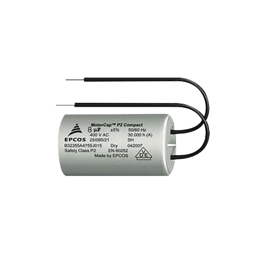 CAPACITOR DE ARRANQUE DE 8uF, 400V CON CABLES PARA BARRERA SERIE 615