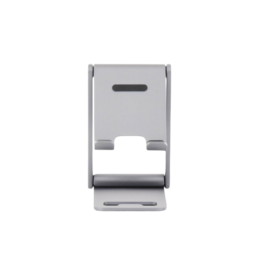 Soporte para Teléfono Celular de Aluminio | Angulo Ajustable | Amplia Compatibilidad con dispositivos de 4.7'' a 7.9'' | Antideslizante | Antiarañazos | Plegable | Color Gris.