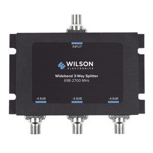 Divisor de potencia de 3 vías para la distribución de señal a tres antenas de servicio | 4.8 dB de pérdida por puerto | Conectores F hembra