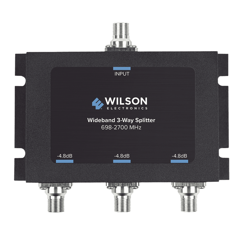 Divisor de potencia de 3 vías para la distribución de señal a tres antenas de servicio | 4.8 dB de pérdida por puerto | Conectores F hembra