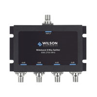 Divisor de potencia de 4 vías para la distribución de señal a dos antenas de servicio | 6 dB de pérdida por puerto | Conectores F hembra
