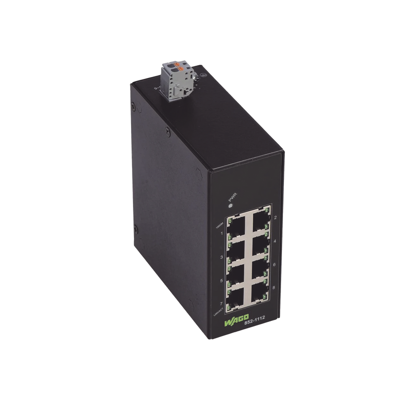Switch Industrial ECO / 8 Puertos Gigabit 1000Base-T / Montaje Riel DIN / IP30 / -40°C a +70°C / Protección Sobretensión / Auto MDI-X
