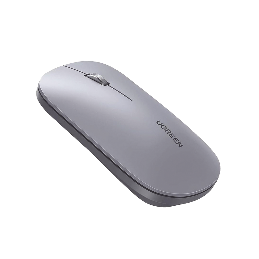 Mouse inalámbrico 2.4 GHz | Ultra Delgado y Silencioso | DPI 1000/1600/2000/4000 (Ajustable) | Alcance 10m | Scroll de Aluminio | Adaptable a diferentes superficies | Diseño suave al tacto | Contiene Receptor USB | Color Gris.