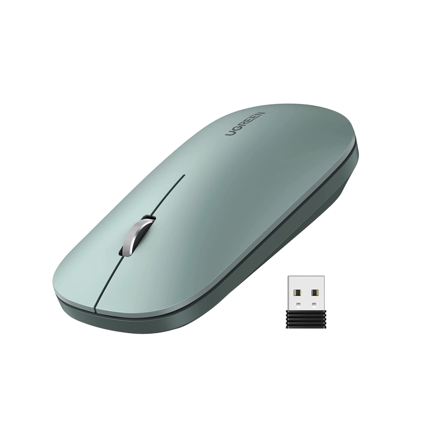 Mouse inalámbrico 2.4 GHz | Ultra Delgado y Silencioso | DPI 1000/1600/2000/4000 (Ajustable)  | Alcance 10m | Scroll de Aluminio | Adaptable a diferentes superficies | Diseño suave al tacto | Contiene Receptor USB | Color Verde