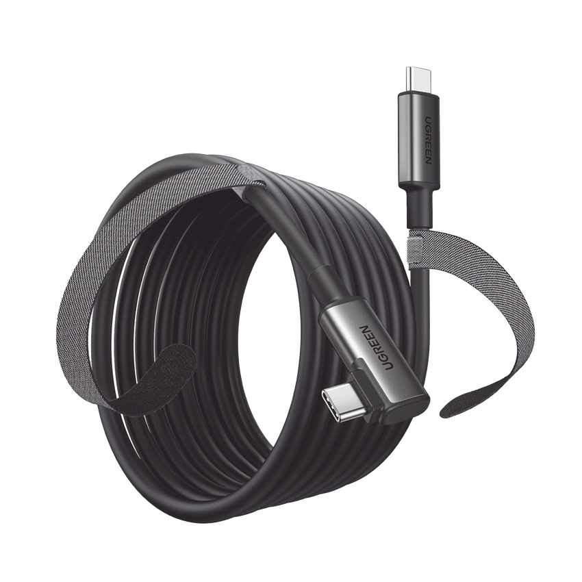 Cable de enlace UGREEN USB-C a USB-C de ángulo recto de 5 m (negro)