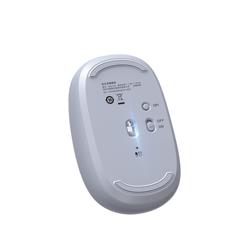 Mouse Inalámbrico 2.4G 800/1200/1600/2400 DPI | Función de 3 botones | Alcance 10m | Silencioso |  Ergonómico | Anti-caída y Anti-interferencias | Batería Alcalina AA incluida  | Color Dusty Blue.