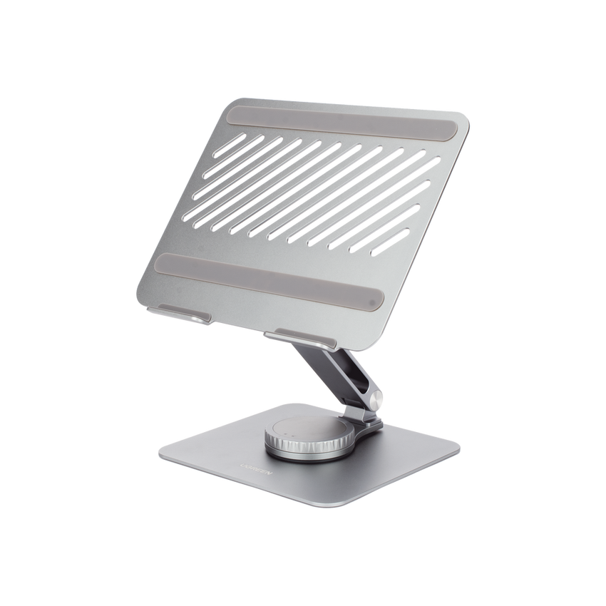 Soporte Giratorio de Aluminio para Laptop | Giratorio 360° | Función de Bloqueo | Soporta Laptops de 10 a 17.3''| Capacidad de Carga 5Kg | Excelente Estabilidad | Diseño Ergonómico | Altura y Angulo Ajustable | Plegable y Port&amp
