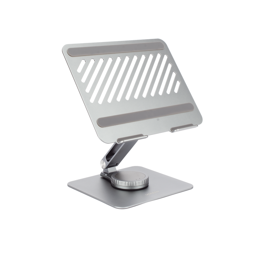 Soporte Giratorio de Aluminio para Laptop | Giratorio 360° | Función de Bloqueo | Soporta Laptops de 10 a 17.3''| Capacidad de Carga 5Kg | Excelente Estabilidad | Diseño Ergonómico | Altura y Angulo Ajustable | Plegable y Port&amp