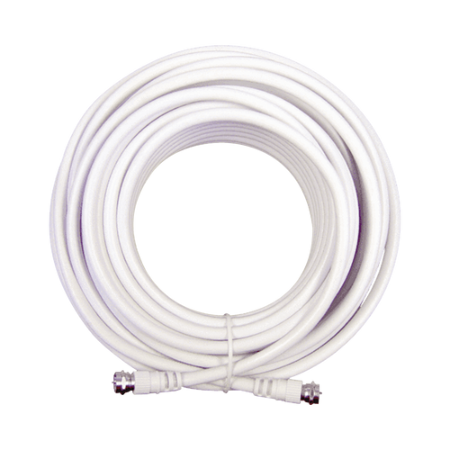 Jumper Coaxial con Cable Tipo RG-6 en Color Blanco de 6.09 Metros de Longitud y Conectores F Macho en Ambos Extremos. 75 Ohm de Impedancia.