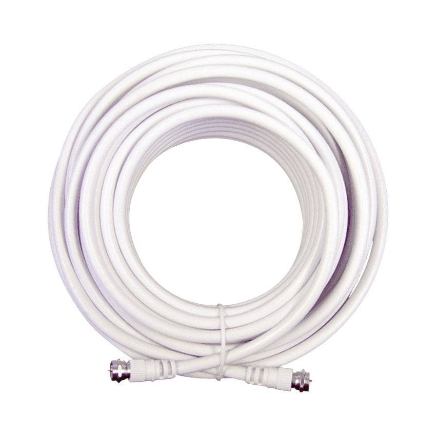 Jumper Coaxial con Cable Tipo RG-6 en Color Blanco de 6.09 Metros de Longitud y Conectores F Macho en Ambos Extremos. 75 Ohm de Impedancia.