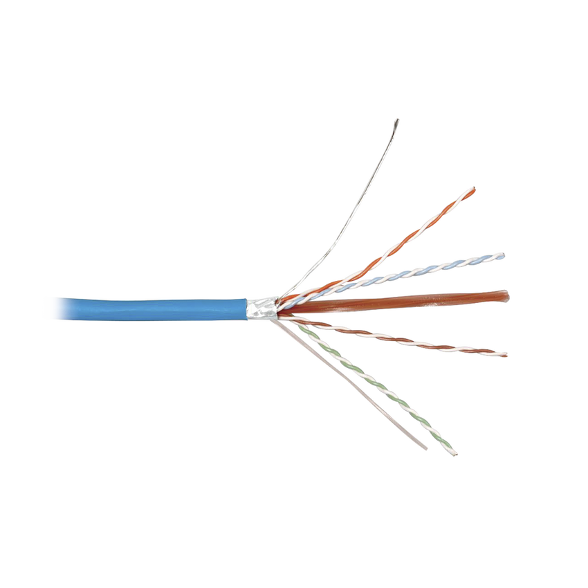 Bobina de Cable Blindado F/UTP de 4 Pares, Z-MAX, Cat6A, Soporte de Aplicaciones 10GBase-T, CMR (Riser), Color Azul, 305 Metros (1000 Pies)