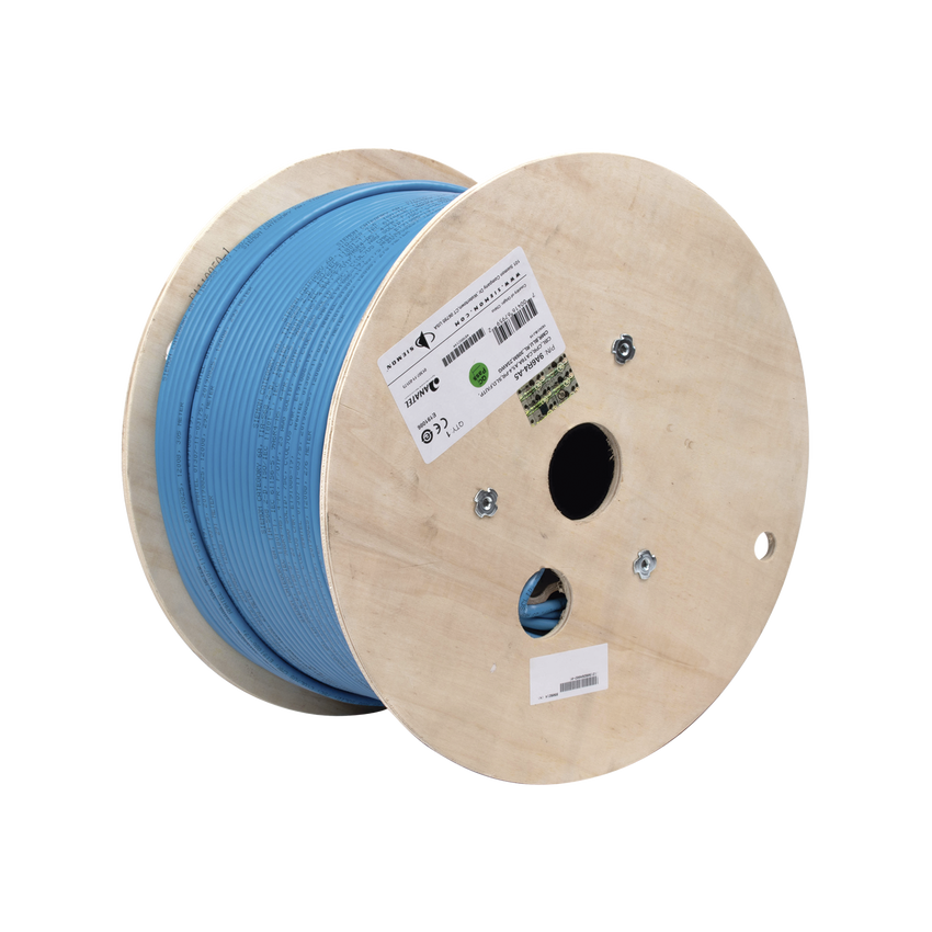 Bobina de Cable Blindado F/UTP de 4 Pares, Z-MAX, Cat6A, Soporte de Aplicaciones 10GBase-T, CMR (Riser), Color Azul, 305m