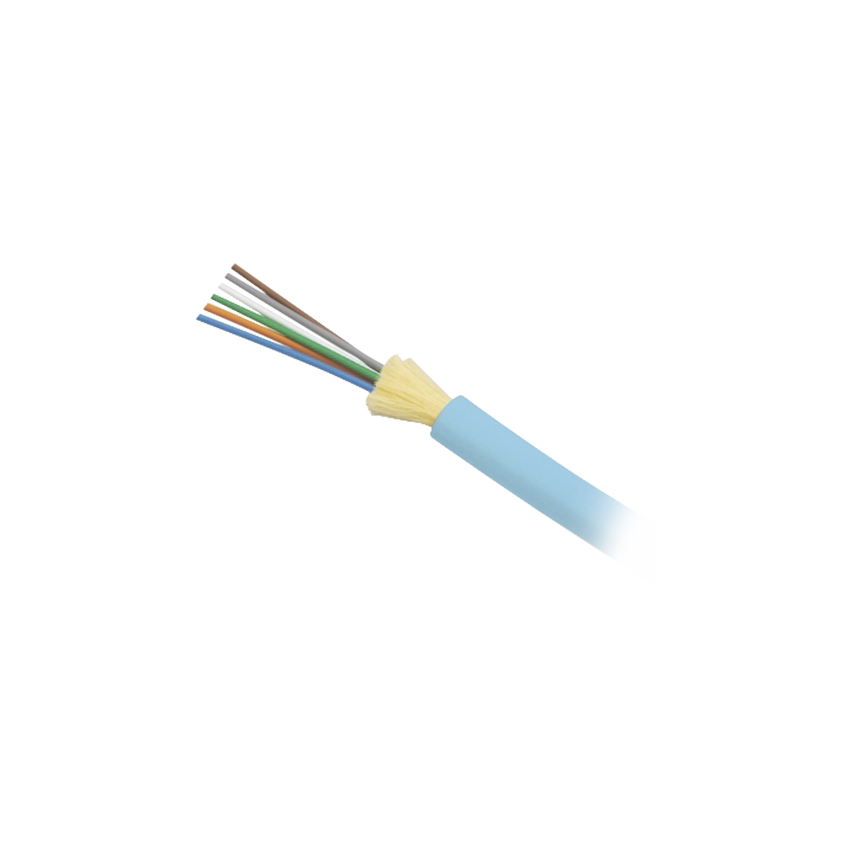 Cable de Fibra Óptica de 6 hilos, Interior, Tight Buffer, No Conductiva (Dieléctrica), Plenum, Multimodo OM3 50/125 optimizada, 1 Metro