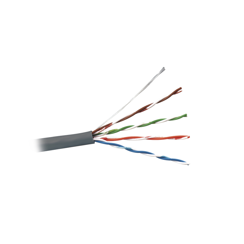 Bobina de Cable UTP de 4 Pares, Cat5e, PVC (CM), Color Gris, 24 AWG, 305 Metros (1000 Pies)