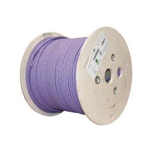 Bobina de Cable Blindado S/FTP de 4 pares, Cat7A, Inmune a Ruido e Interferencias, LS0H (Bajo humo, Cero Halógenos), Color Violeta, 305 m