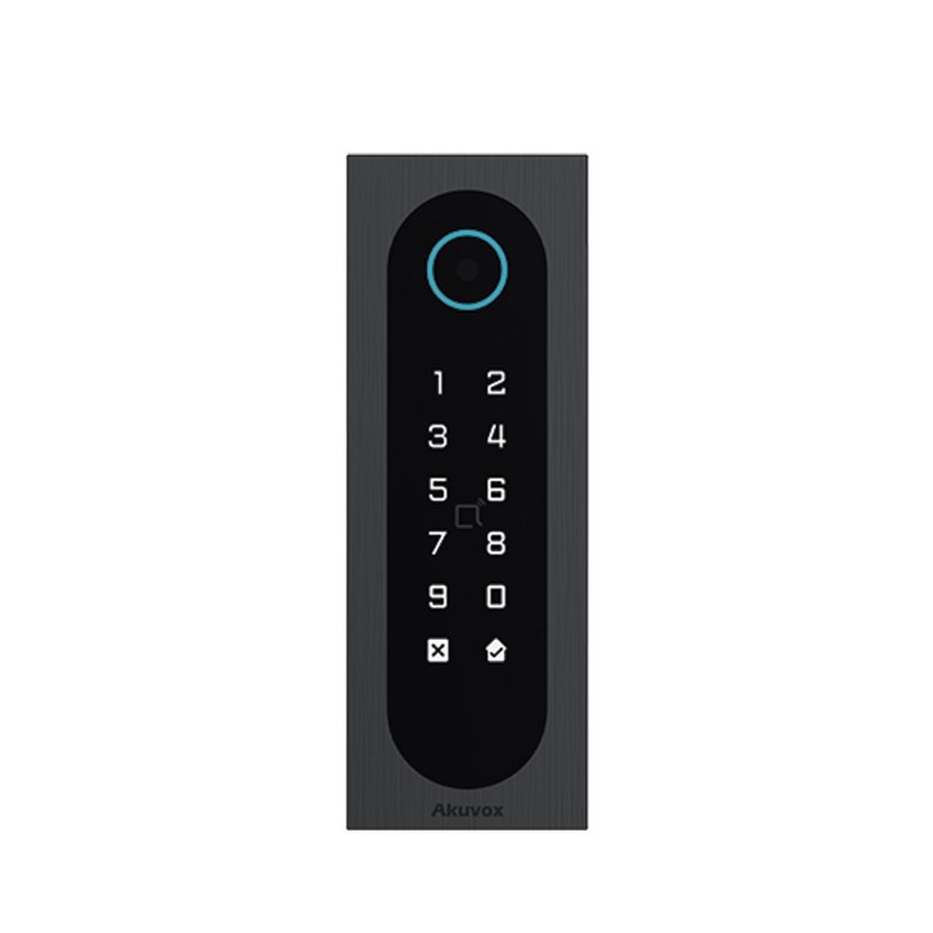 Control de Acceso Slim Akuvox A08S / Aluminio y Vidrio Templado / IP65 & IK09 / Capacidad para 20,000 Tarjetas / Métodos de Acceso Multi (QR, Bluetooth, PIN, RFID) / Soporta Wiegand / 1 Salida de Relay