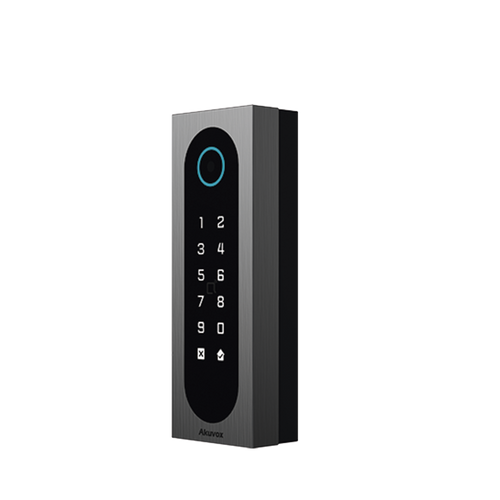 Control de Acceso Slim Akuvox A08S / Aluminio y Vidrio Templado / IP65 & IK09 / Capacidad para 20,000 Tarjetas / Métodos de Acceso Multi (QR, Bluetooth, PIN, RFID) / Soporta Wiegand / 1 Salida de Relay