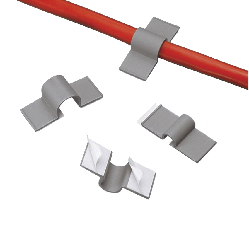 Clip adhesivo 12,7 mm, gris claro