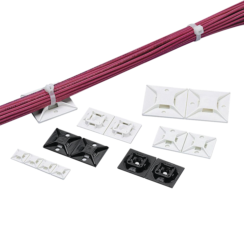 Montaje-Sujetador Para Cable de 4 Vías, con Adhesivo, 25.4 x 25.4mm (1in x 1in), Color Blanco, Uso en Interior, 1 pieza