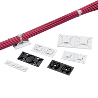 Montaje-Sujetador Para Cable de 4 vías, con Adhesivo Acrilico, 25.4 x 25.4mm (1in x 1in), Color Negro, Uso en Exterior, 1 pieza