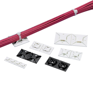 Montaje-Sujetador Para Cable de 4 vías, con Adhesivo Acrilico, 25.4 x 25.4mm (1in x 1in), Color Negro, Uso en Exterior, 1 pieza