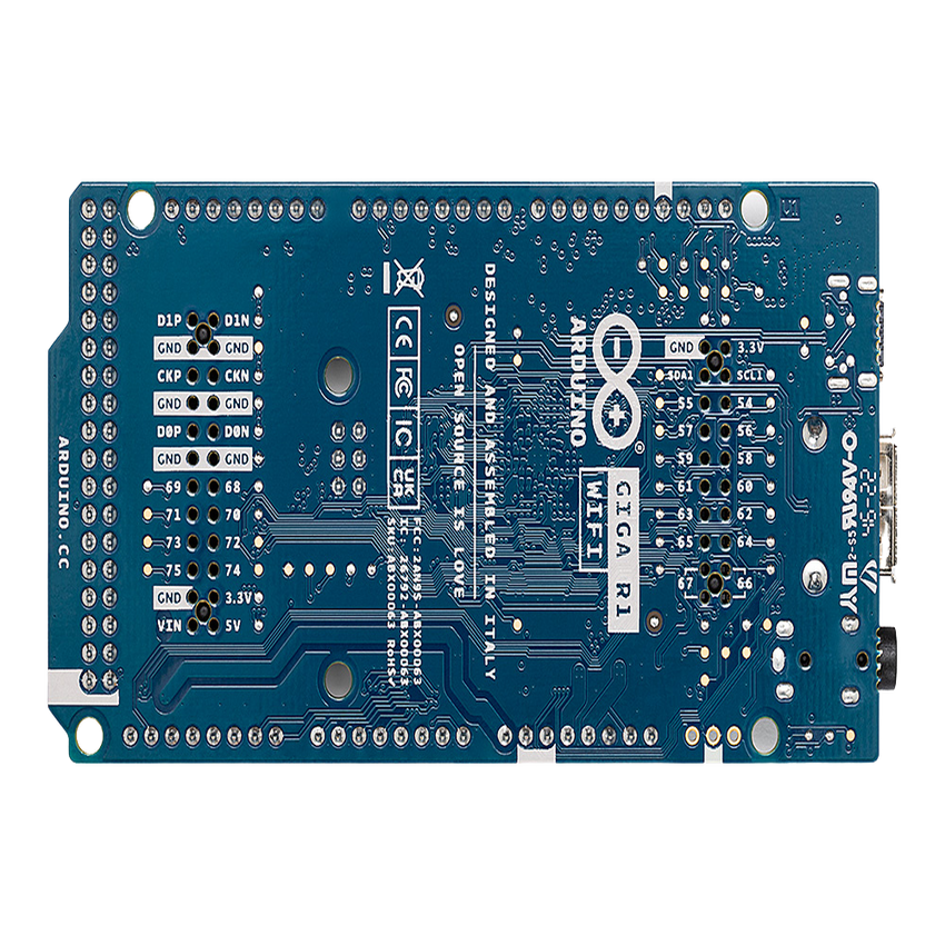 Placa de Desarrollo Arduino® GIGA R1 WiFi / Microcontrolador STM32H747 Dual-Core / 76 I/O Digitales / 14 Entradas Analógicas / Wi-Fi® y Bluetooth® Integrados / 16 MB Flash + 8 MB SDRAM / Compatibilidad Mega 2560