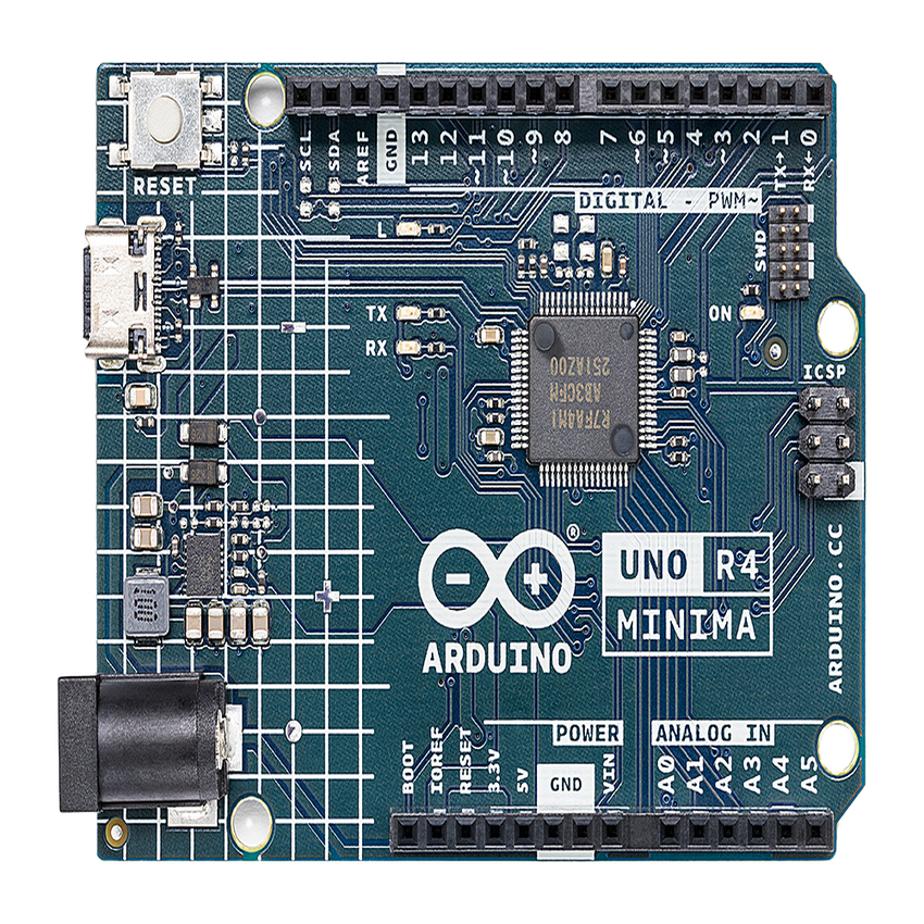 Placa Desarrollo Arduino UNO R4 Minima / Microcontrolador Renesas RA4M1 32-bit Cortex-M4 / 48 MHz / 256 kB Flash / 32 kB SRAM / 14 Digital I/O / 6 Analog Inputs / USB-C / Compatible con Shields UNO
