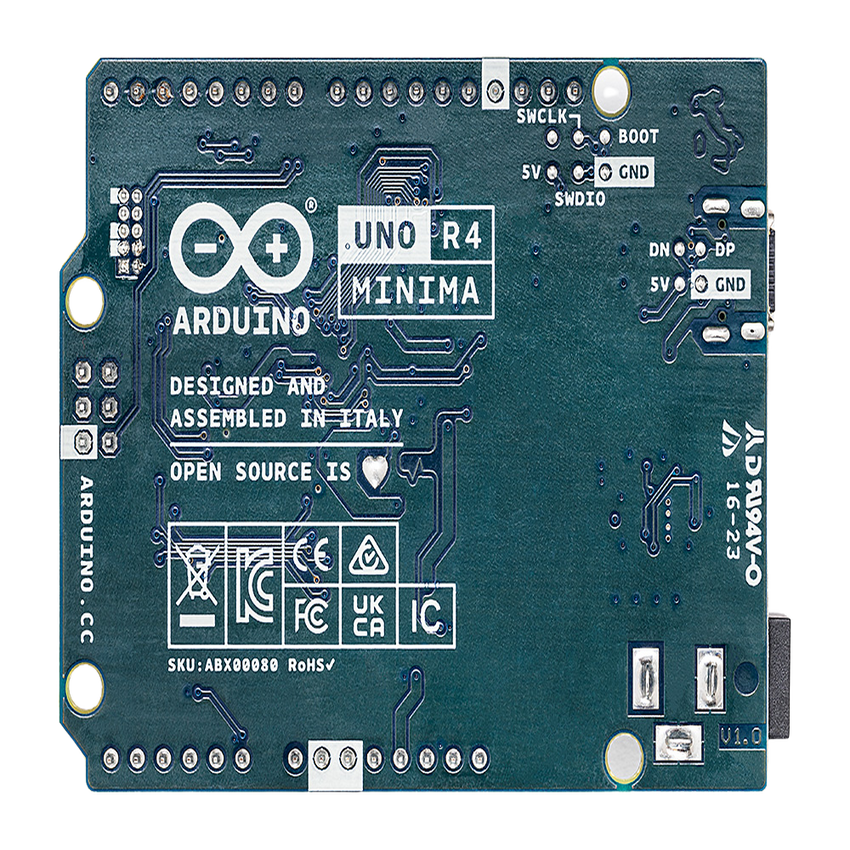 Placa Desarrollo Arduino UNO R4 Minima / Microcontrolador Renesas RA4M1 32-bit Cortex-M4 / 48 MHz / 256 kB Flash / 32 kB SRAM / 14 Digital I/O / 6 Analog Inputs / USB-C / Compatible con Shields UNO