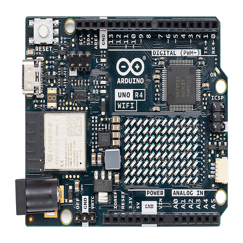 Placa de Desarrollo Arduino UNO R4 WiFi / Microcontrolador 32-bit RA4M1 Arm Cortex-M4 48 MHz / ESP32-S3 WiFi 4 y Bluetooth 5 / 256 kB Flash + 32 kB SRAM / Matriz LED 12x8 / DAC 12-bit / Compatibilidad Shields UNO