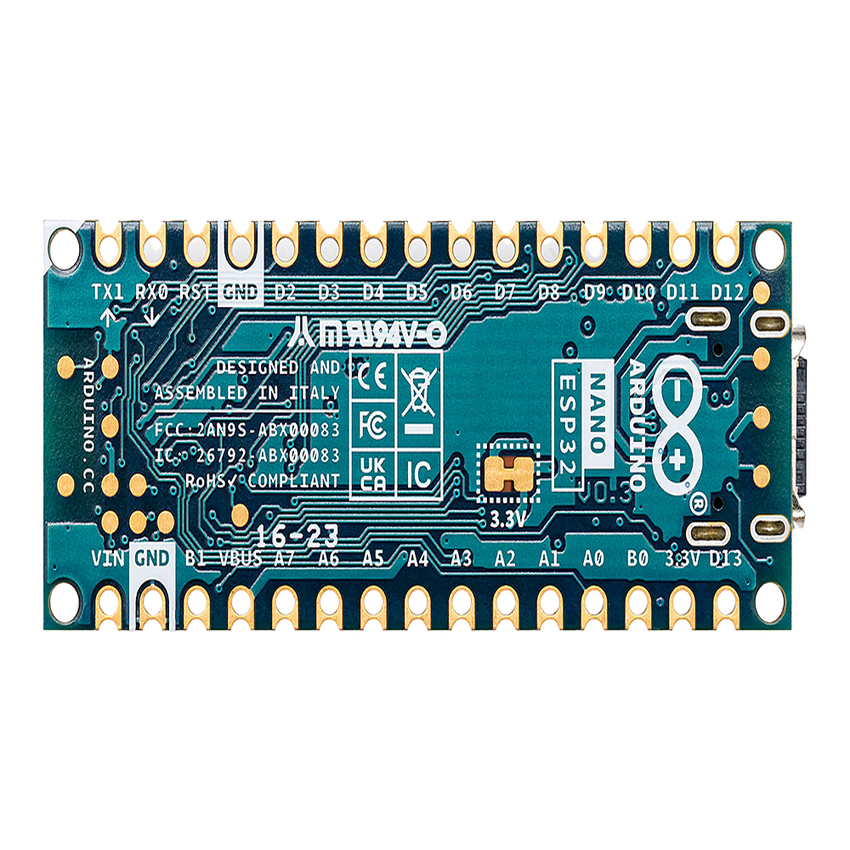 Placa Desarrollo Arduino Nano ESP32 / Microcontrolador ESP32-S3 Dual-Core 240 MHz / Wi-Fi 4 802.11 b/g/n + Bluetooth LE 5.0 / 16 MB Flash Externa + 8 MB PSRAM / Compatibilidad Arduino Cloud + MicroPython / USB-C + Conectividad IoT