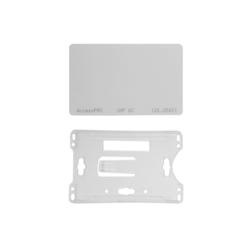Kit de  Tag UHF tipo Tarjeta para lectoras de largo alcance 900 MHZ / EPC GEN 2 / ISO 18000 6C / No imprimible / Incluye porta tarjeta