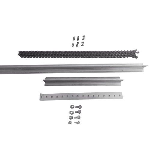 Extensión de Riel Tipo T para Portones / 1 Metro / Cadena de Alta Resistencia 2 mts / Conector Modular para Múltiples Secciones / Compatible con ACCESSRAILT3 / Bracket y Tornillería Incluidos