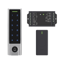 Mini Controlador de Acceso con Teclado Inalámbrico / Cuenta con Botón de Salida Inalámbrico / Soporta Tarjeta y Contraseña / Cuenta con Botón de Timbre
