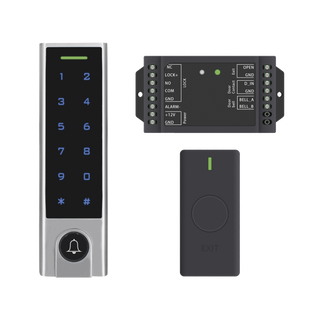 Mini Controlador de Acceso con Teclado Inalámbrico / Cuenta con Botón de Salida Inalámbrico / Soporta Tarjeta y Contraseña / Cuenta con Botón de Timbre
