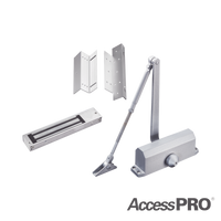 Kit para control de acceso incluye Chapa magnética de 600Lbs / Montajes L y Z / Cierra puerta para 45-65Kg.