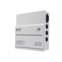 Fuente de Alimentación / 1 Salida 11-15 Vcc /  5 A / Temporizador Integrado / Con Capacidad de Batería de Respaldo / Requiere Batería / Aplicaciones en sistemas de control de Acceso