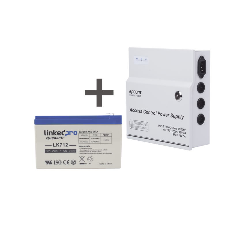 Kit / Fuente  regulada de 11 - 15 V @ 5A / Capacidad de respaldo / Modelo  ACPST1205 + Batería incluida LK712
