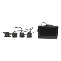 Sistema de Monitoreo Local / 4 Cámaras 1080p para Exterior (IP68) y Pantalla LCD de 7" a Color / Memoria Micro SD de 64 GB (Expandible a 512 GB) / Soporta Cambio de Cámara al Dar Reversa al Vehiculo / Accesorios de Instalación