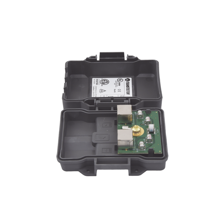 Protector PoE Exterior Gigabit / Tubo de Descarga de Gas GDT / 51W PoE+ / RJ45 Blindado / IP23 / Enlaces Inal�mbricos