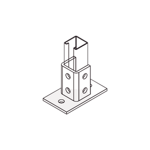 Base Rectangular con 2 perforaciones para Perfil Sencillo.