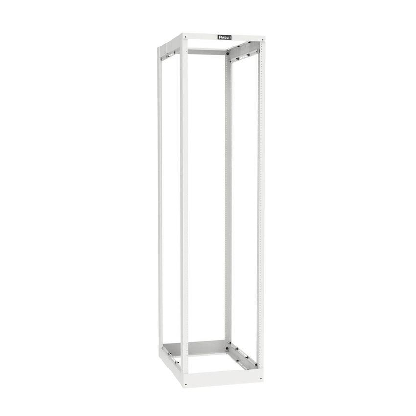 Rack de Cuatro Postes Estándar de 19", Rieles Roscados #12-24, Profundidad Ajustable de 23 a 42 in, 45 Unidades de Rack, Color Blanco