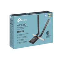 Adaptador  PCIe inalámbrico doble banda AX1800 Mbps / Seguridad Inalámbrica WPA3 /Antena de alta ganancia / Tecnología MU-MUMO 2X2 / Soporte de perfil bajo y Altura completa / Bluetooth 5.2