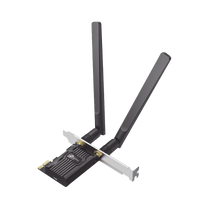 Adaptador  PCIe inalámbrico doble banda AX1800 Mbps / Seguridad Inalámbrica WPA3 /Antena de alta ganancia / Tecnología MU-MUMO 2X2 / Soporte de perfil bajo y Altura completa / Bluetooth 5.2