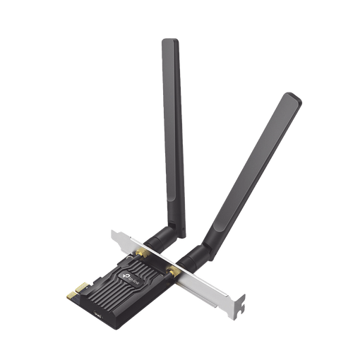 Adaptador  PCIe inalámbrico doble banda AX1800 Mbps / Seguridad Inalámbrica WPA3 /Antena de alta ganancia / Tecnología MU-MUMO 2X2 / Soporte de perfil bajo y Altura completa / Bluetooth 5.2