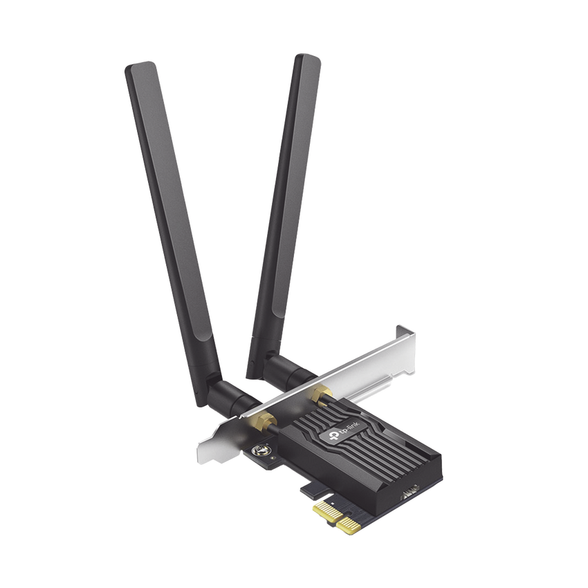 Adaptador PCIe inalámbrico doble banda AX3000 Mbps / Seguridad Inalámbrica WPA3 /Antena de alta ganancia / Tecnología MU-MUMO 2X2 / Soporte de perfil bajo y Altura completa / Bluetooth 5.2