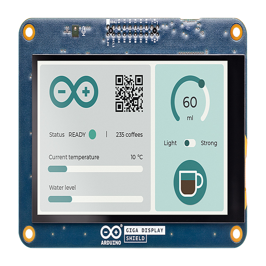 Shield Display Táctil Arduino GIGA / Pantalla TFT 3.97" 480x800 / Touch Capacitivo 5 Puntos / IMU 6 Ejes BMI270 / Micrófono Digital MEMS / LED RGB / Compatible GIGA R1 WiFi
