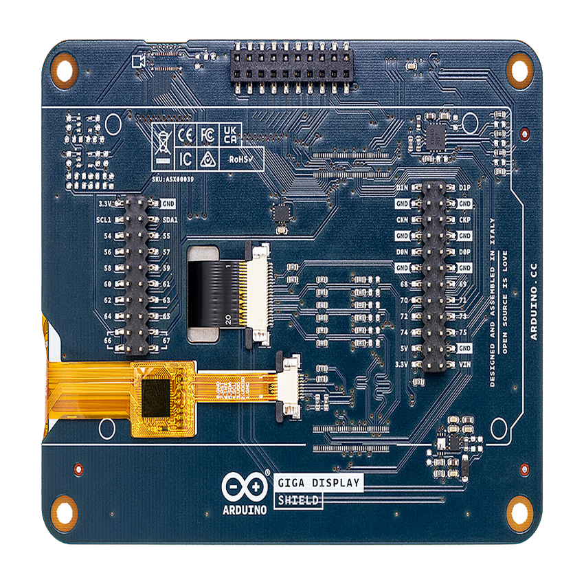 Shield Display Táctil Arduino GIGA / Pantalla TFT 3.97" 480x800 / Touch Capacitivo 5 Puntos / IMU 6 Ejes BMI270 / Micrófono Digital MEMS / LED RGB / Compatible GIGA R1 WiFi