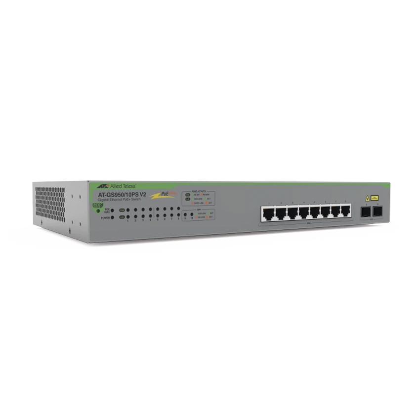 Switch PoE+ Gigabit WebSmart de 10 puertos 10/100/1000 Mbps (2 x Combo) + 2 puertos gigabit SFP (Combo), 75 W