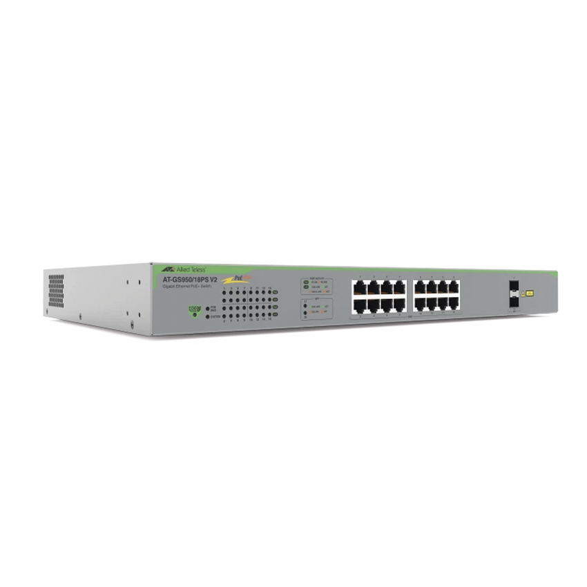 Switch PoE+ Gigabit WebSmart de 16 puertos 10/100/1000 Mbps (2 x Combo) + 2 puertos gigabit SFP (Combo), 185 W