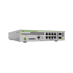 Switch PoE+ Administrable CentreCOM GS970M, Capa 3 de 8 Puertos 10/100/1000 Mbps + 2 SFP Gigabit, 124 W